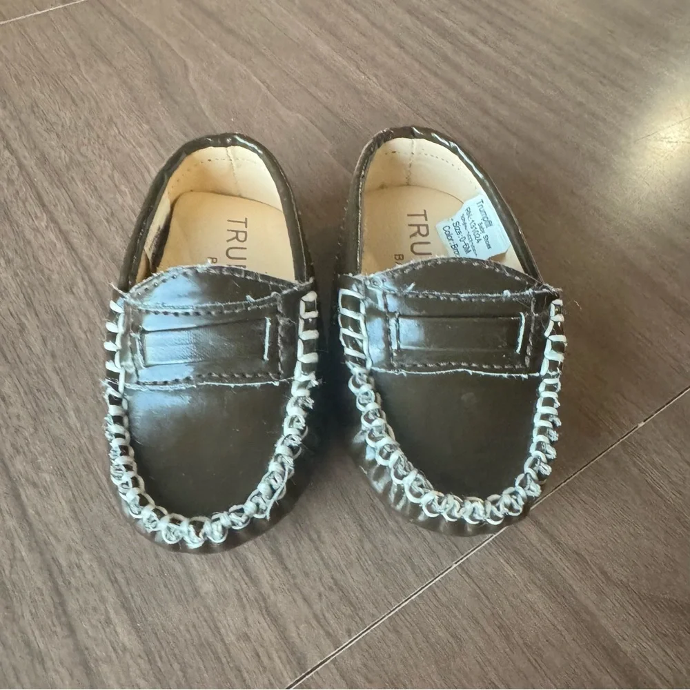 Trumpfit Infant‎ Baby Brown Patent Moccasins Shoes Loafers Size 0-6 Months